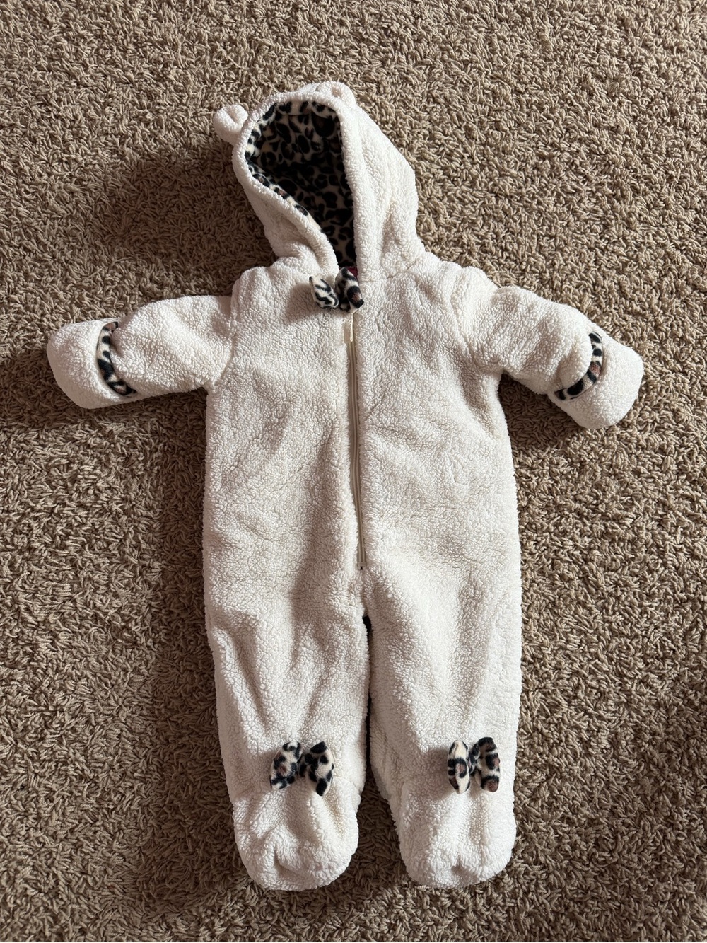 Weatherproof Baby Fleece Bunting Snowsuit Leopard Lined – 6-9 Months